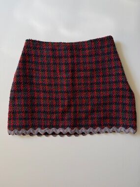 English Factory Anthropologie Plaid Tweed Mini Skirt - Size S
